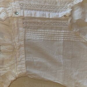 LoveShackFancy White Eyelet Ruffle Button-Down Top